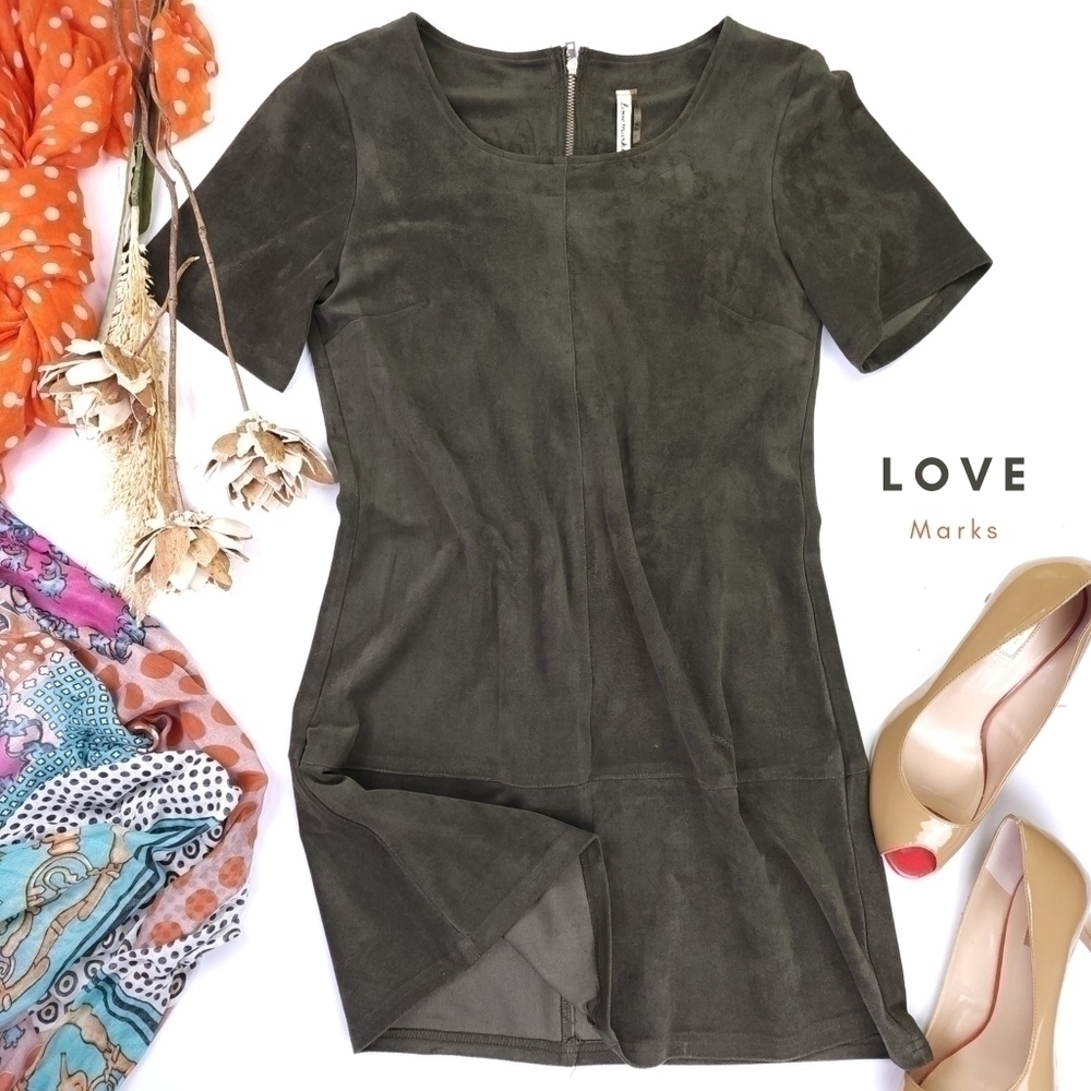 LoveMarks Green Suede Dress Sz XS